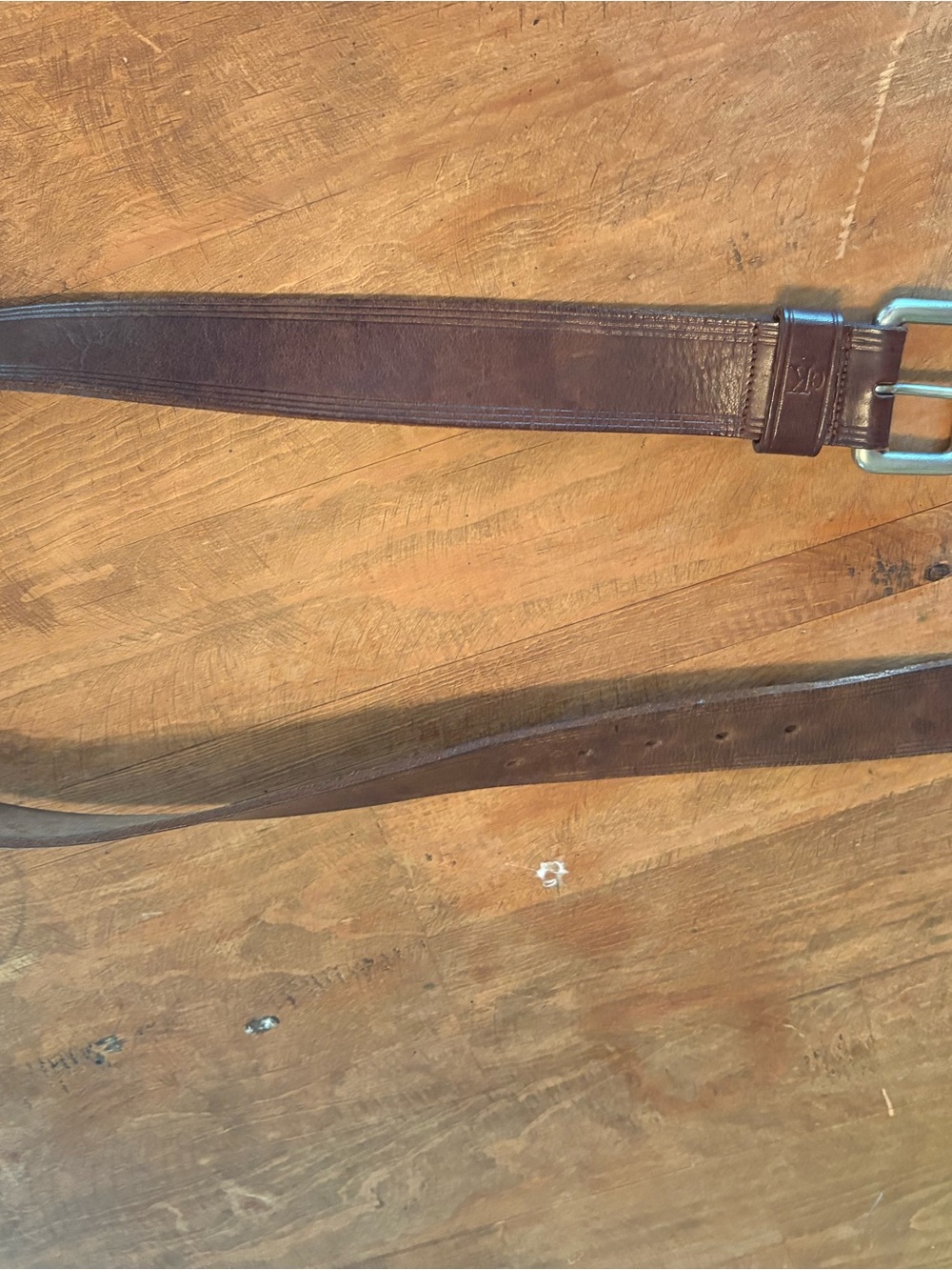 Calvin Klein Dark Brown Leather Belt with Silver Buckle